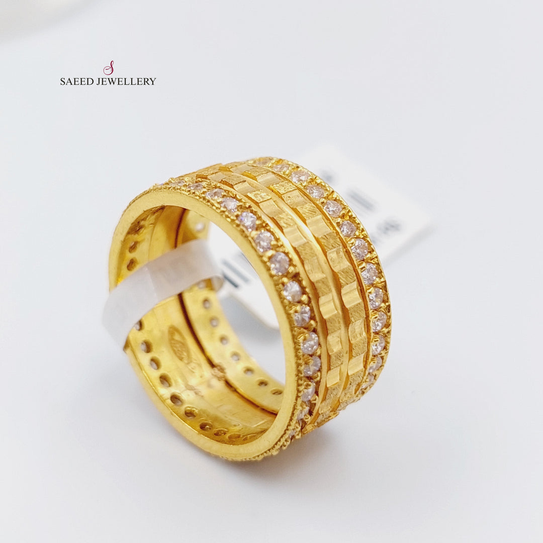 21K Stone Wedding Ring Made of 21K Yellow Gold by Saeed Jewelry-10060