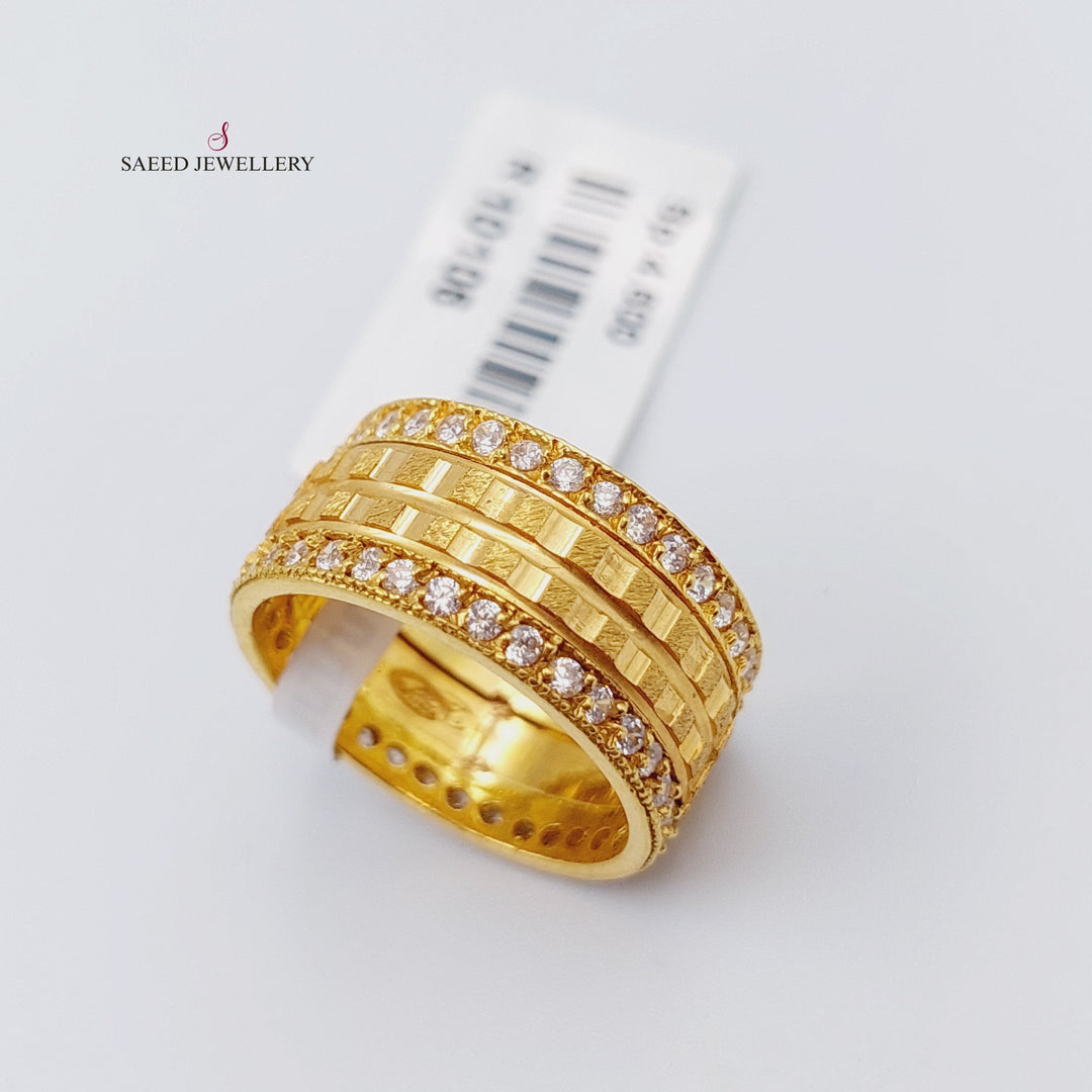 21K Stone Wedding Ring Made of 21K Yellow Gold by Saeed Jewelry-10060