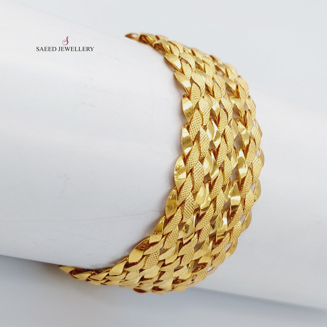 21K Taft Bracelet Made of 21K Yellow Gold by Saeed Jewelry-اسواره-تافت-ثلاثيه