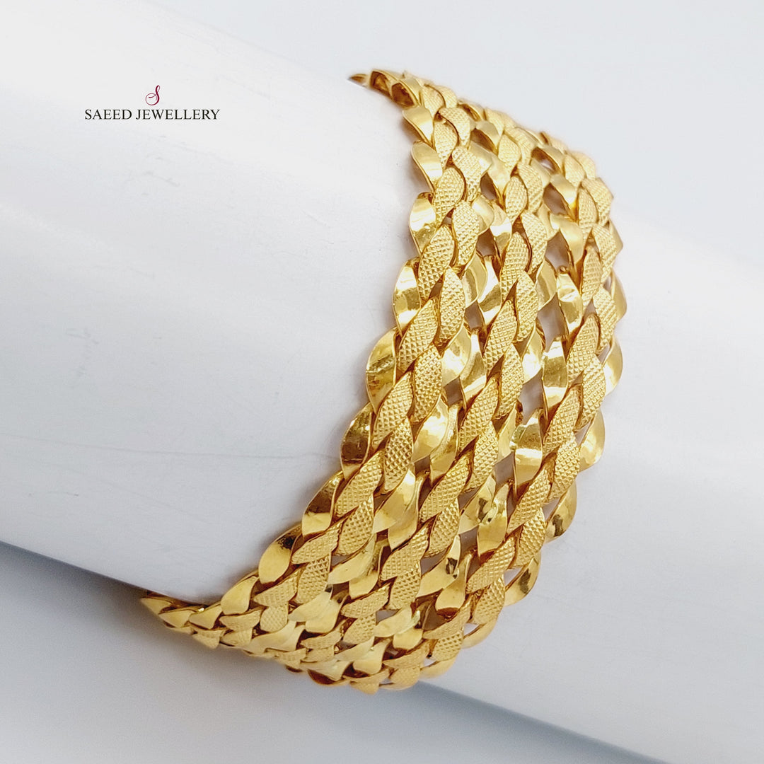 21K Taft Bracelet Made of 21K Yellow Gold by Saeed Jewelry-اسواره-تافت-ثلاثيه