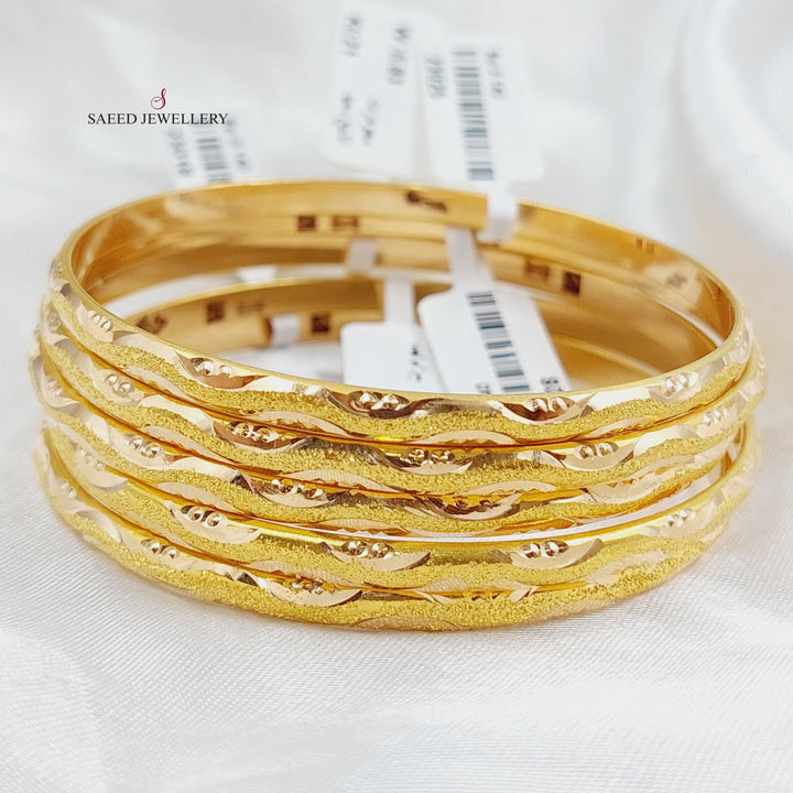 21K Thin Laser Bangle Made of 21K Yellow Gold by Saeed Jewelry-23017
