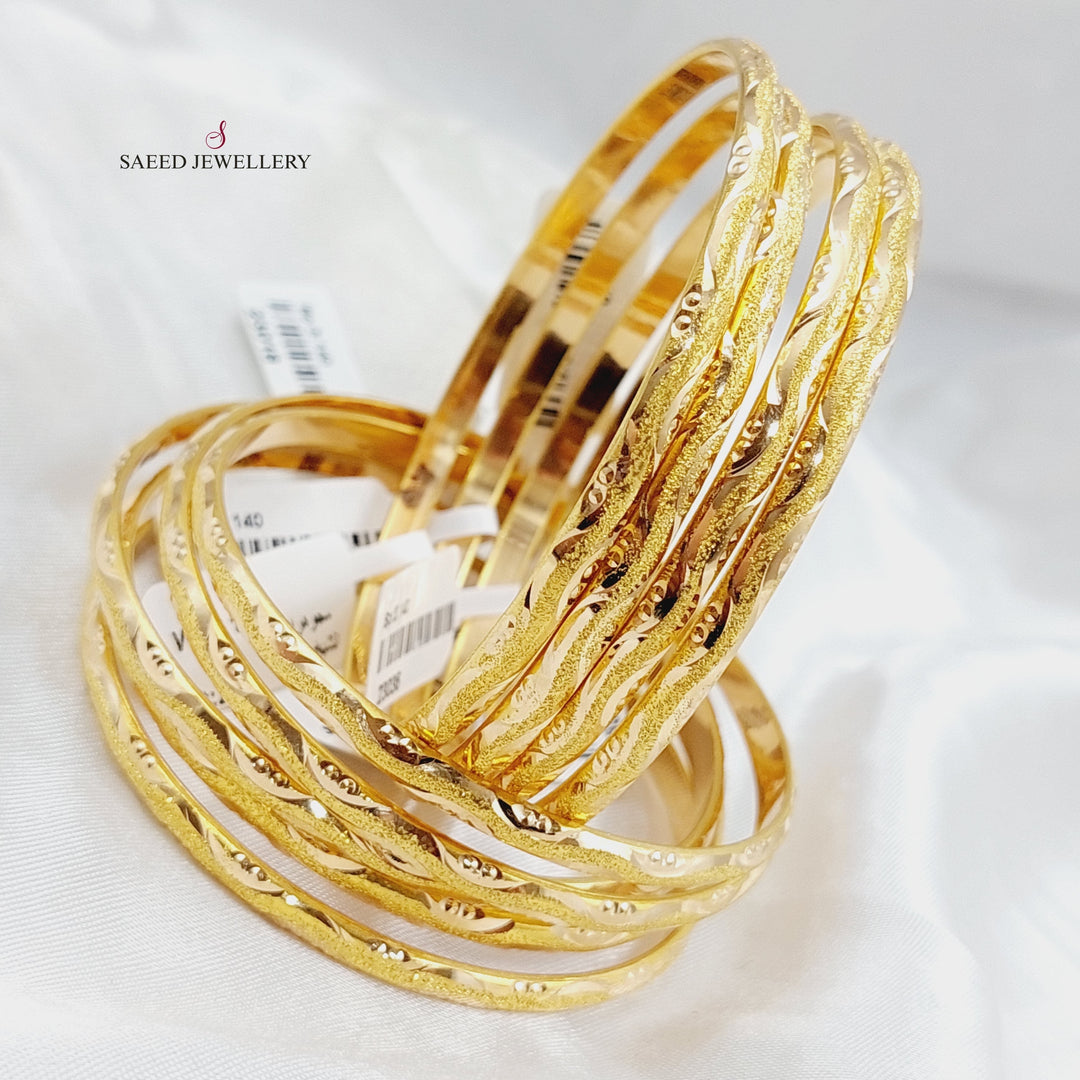 21K Thin Laser Bangle Made of 21K Yellow Gold by Saeed Jewelry-23017