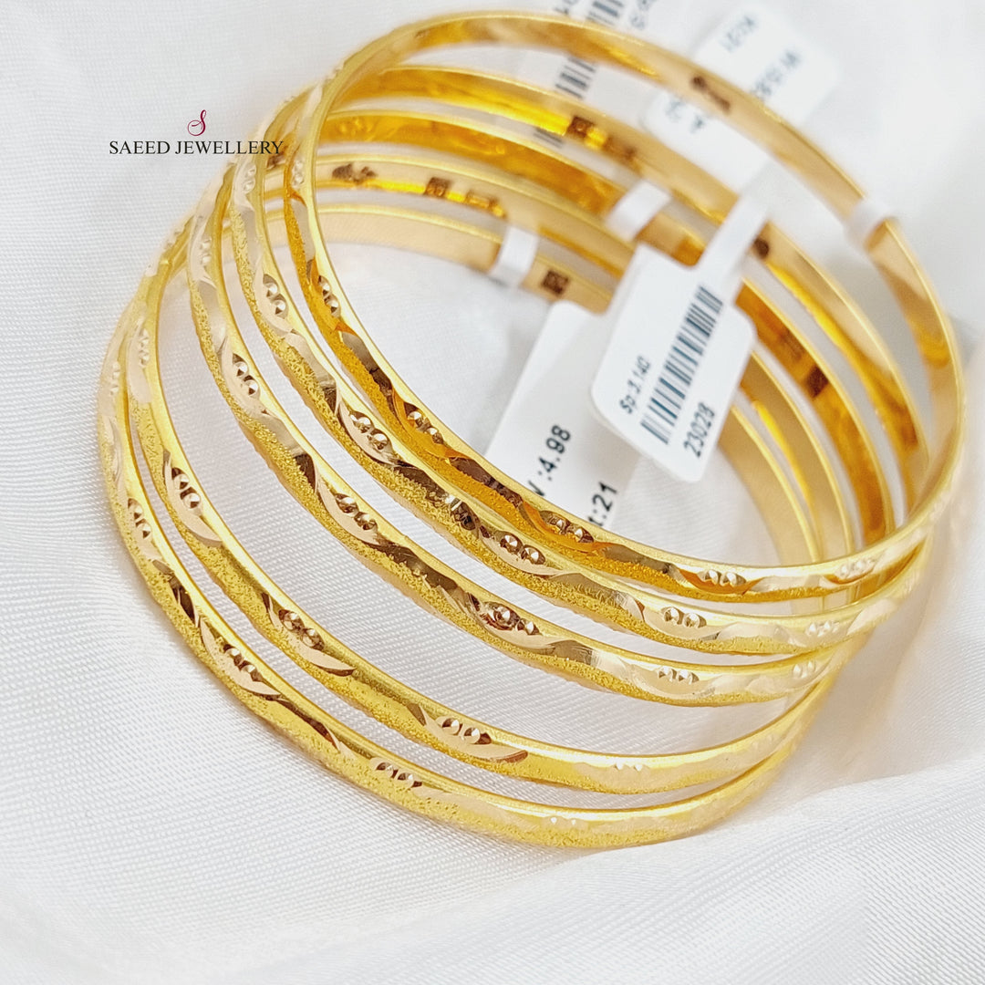 21K Thin Laser Bangle Made of 21K Yellow Gold by Saeed Jewelry-23017