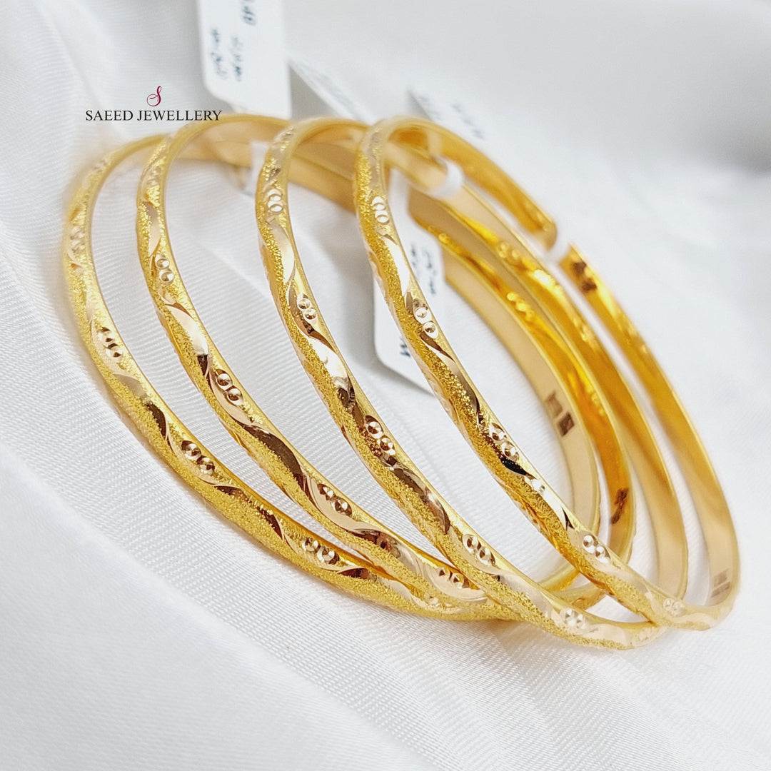 21K Thin Laser Bangle Made of 21K Yellow Gold by Saeed Jewelry-23017