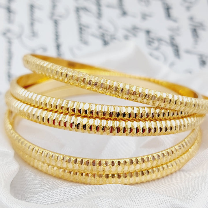 21K Thin Laser Bangle Made of 21K Yellow Gold by Saeed Jewelry-25538