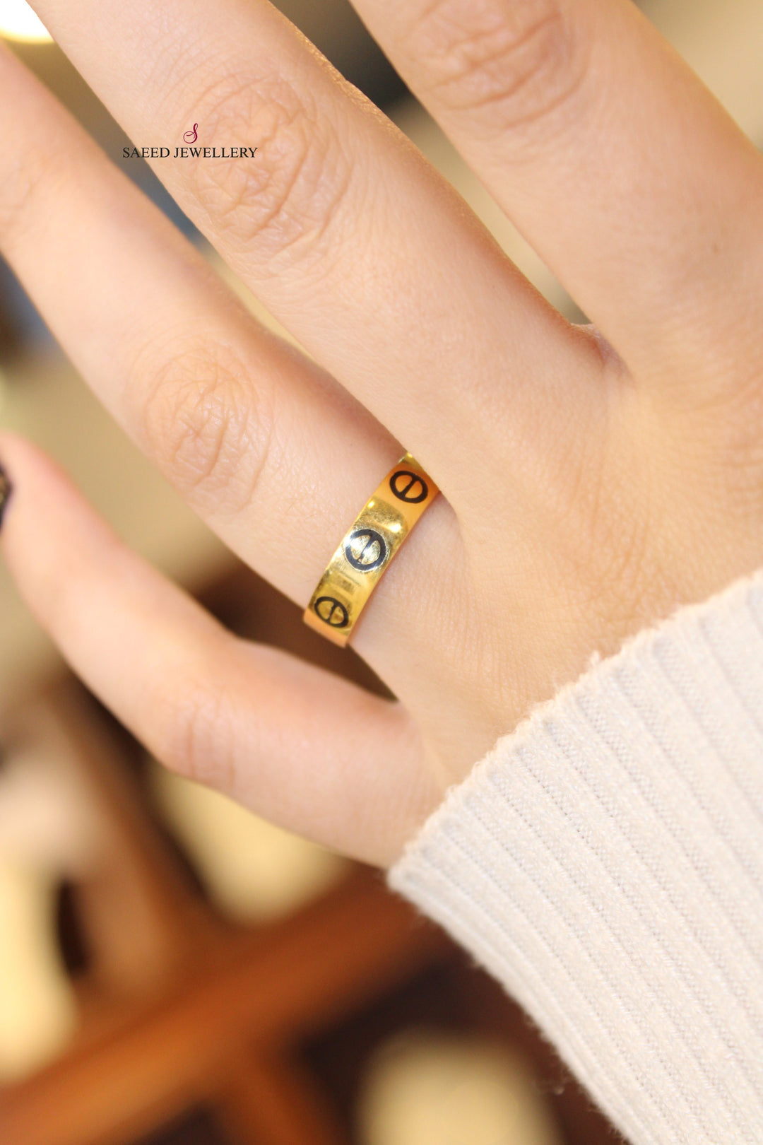 21K Thin  Wedding Ring Made of 21K Yellow Gold by Saeed Jewelry-ذبلة-ملحق-رفيع