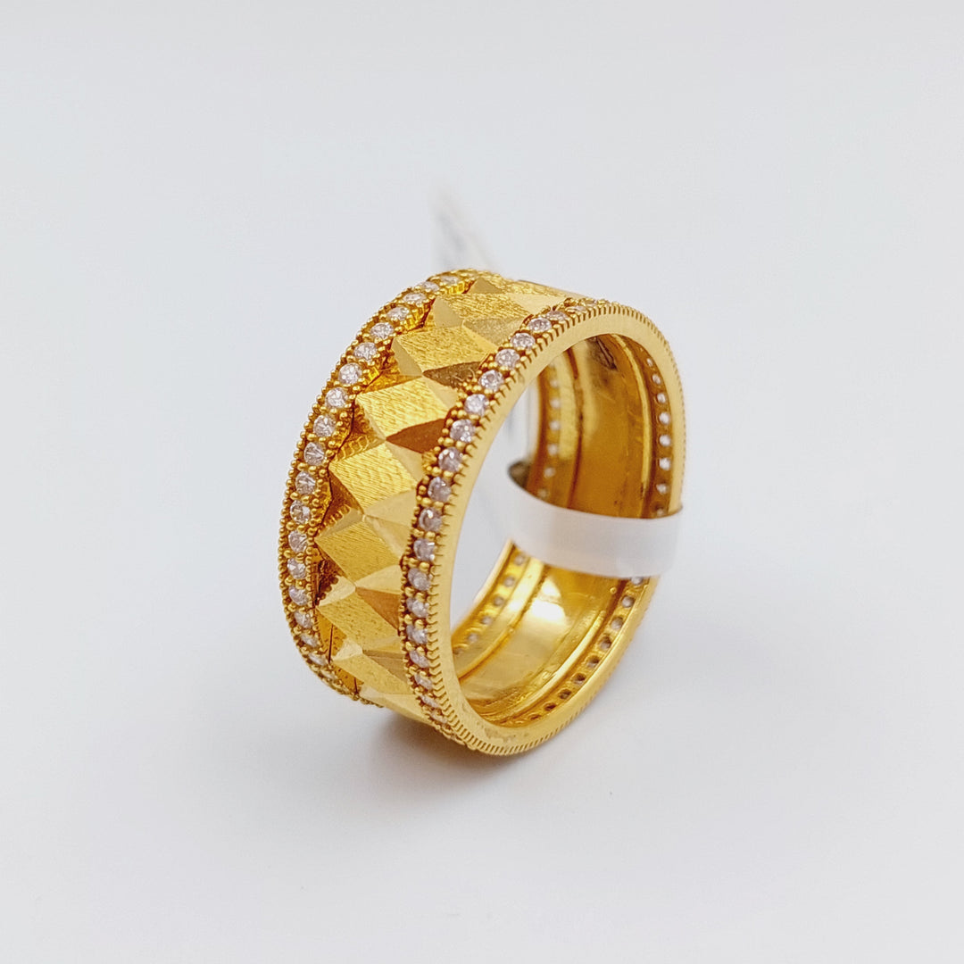 21K Thin Zirconia Wedding Ring Made of 21K Yellow Gold by Saeed Jewelry-ذبلة-اكسترا-محجر