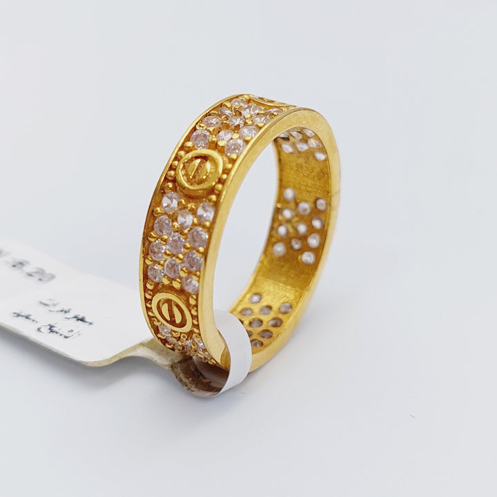 21K Thin Zirconia Wedding Ring Made of 21K Yellow Gold by Saeed Jewelry-ذبلة-محجر-رفيع