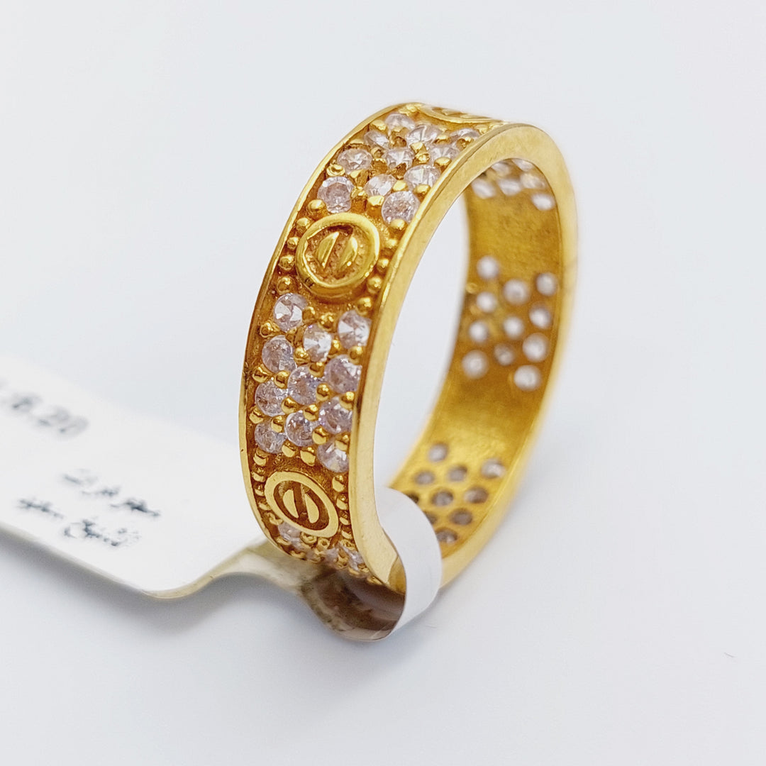 21K Thin Zirconia Wedding Ring Made of 21K Yellow Gold by Saeed Jewelry-ذبلة-محجر-رفيع