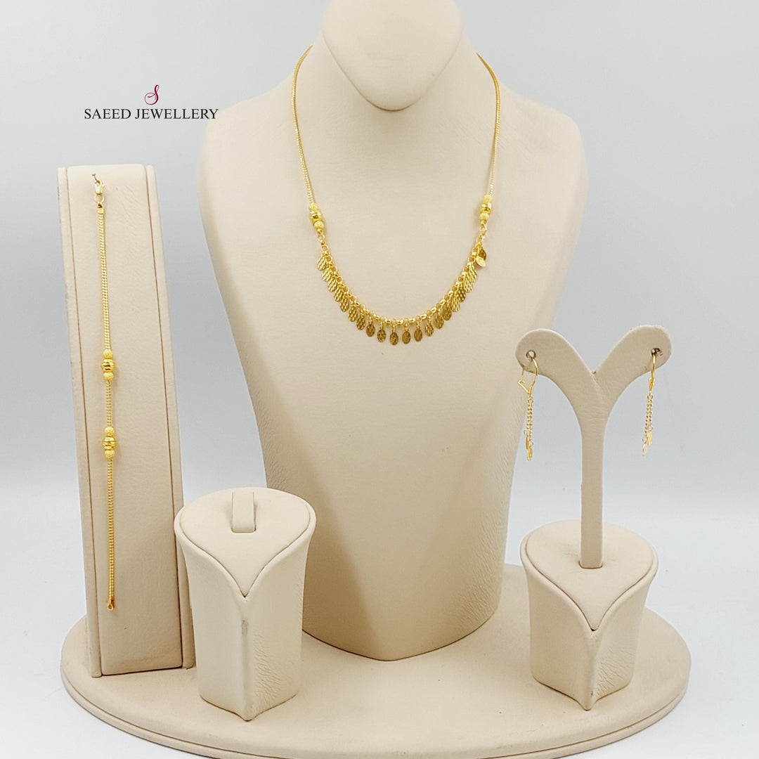 21K Three Pieces Fancy Set Made of 21K Yellow Gold by Saeed Jewelry-27184