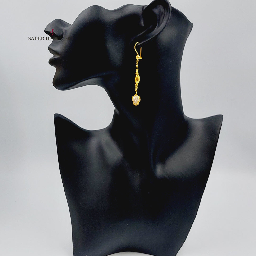 21K Tiger Earrings Made of 21K Yellow Gold by Saeed Jewelry-21658