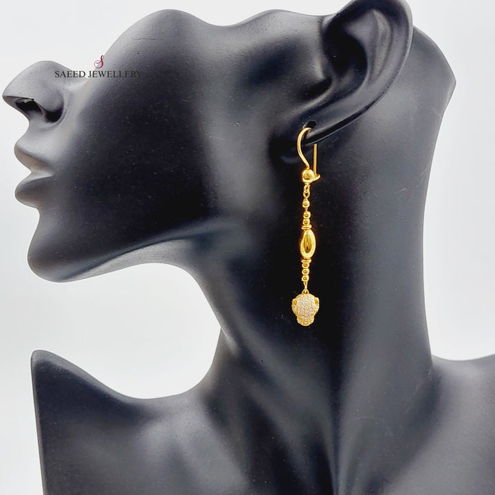 21K Tiger Earrings Made of 21K Yellow Gold by Saeed Jewelry-21658