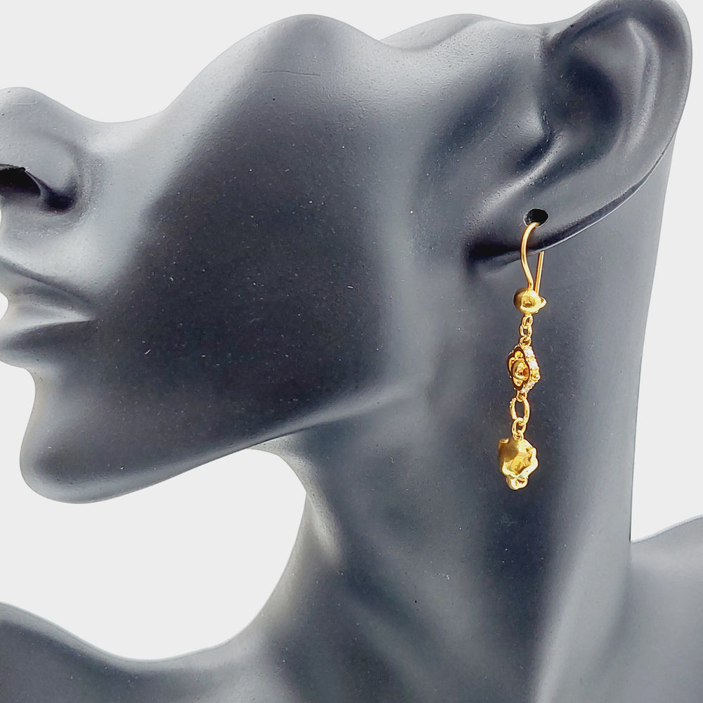 21K Tiger Earrings Made of 21K Yellow Gold by Saeed Jewelry-22941