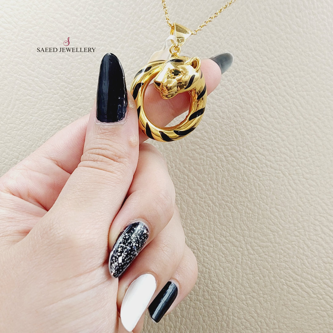 21K Gold Tiger Pendant by Saeed Jewelry - Image 2