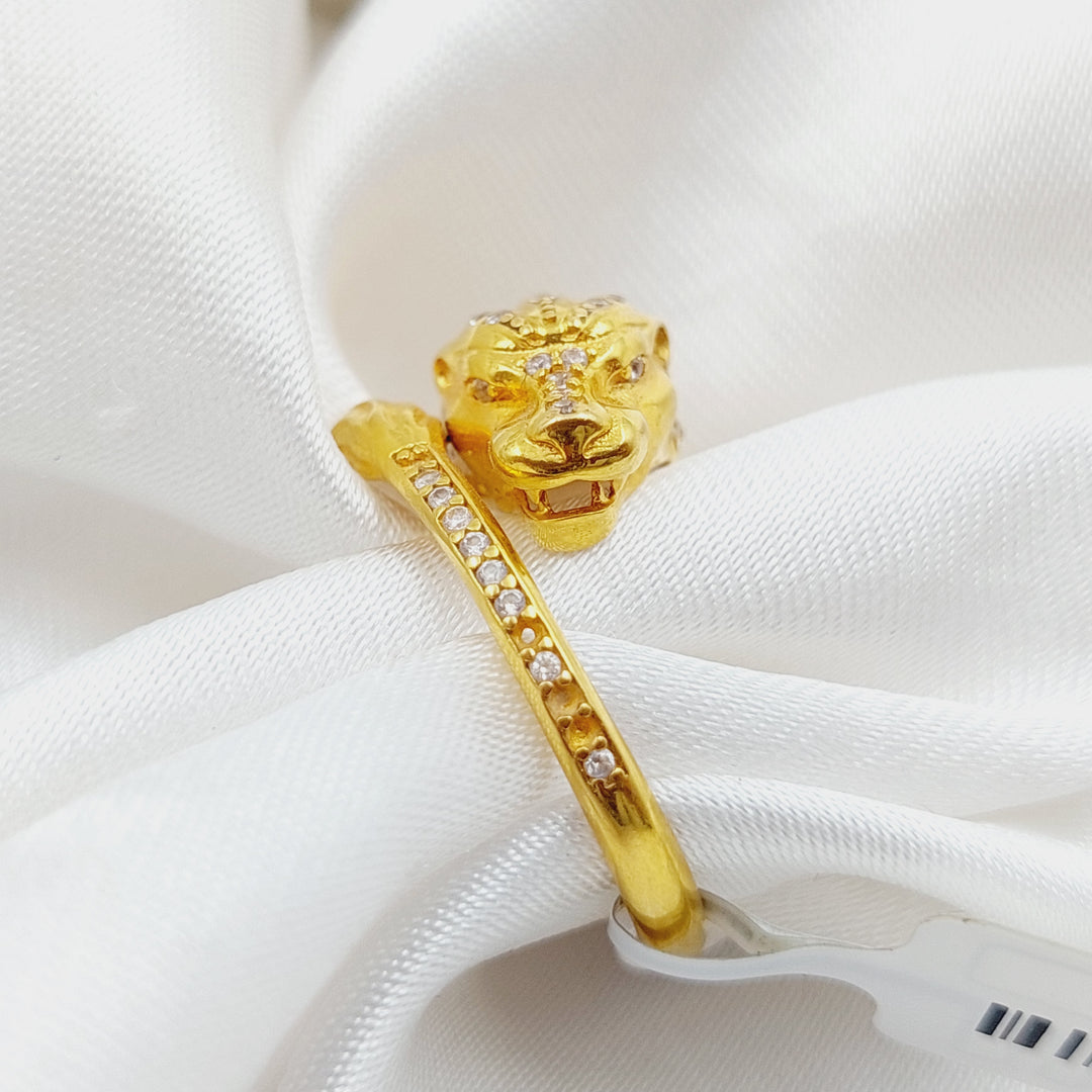 21K Tiger Zirconia Ring Made of 21K Yellow Gold by Saeed Jewelry-خاتم-محجر-اكسترا-3