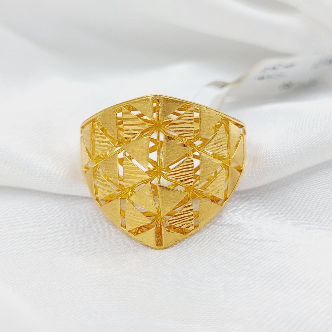 21K Triangles Ring Made of 21K Yellow Gold by Saeed Jewelry-خاتم-مستورد-3