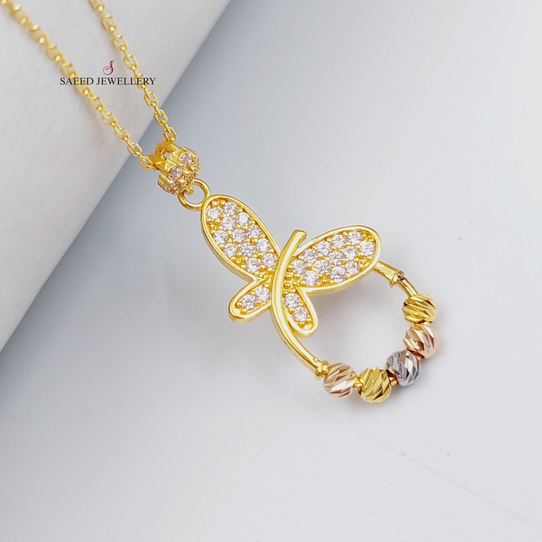 21K Gold Turkish Butterfly Necklace by Saeed Jewelry - Image 1