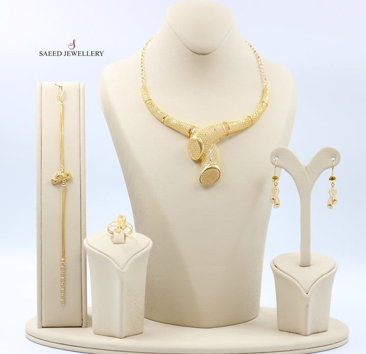 21K Turkish Fancy Set Made of 21K Yellow Gold by Saeed Jewelry-طقم-تركي-اكسترا-1