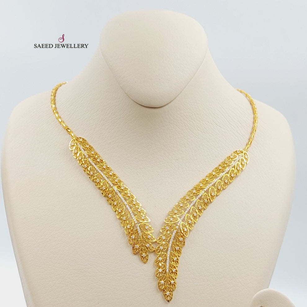21K Turkish Fancy set 3 pieces Made of 21K Yellow Gold by Saeed Jewelry-25044