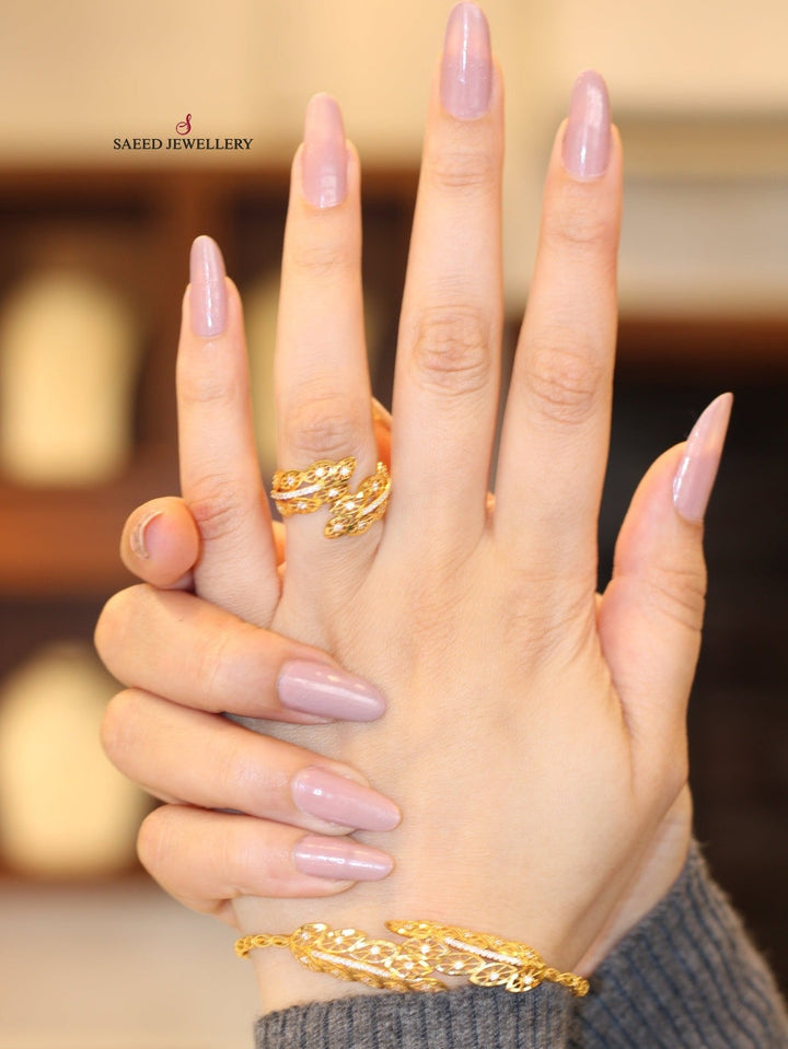 21K Gold Three Pieces Turkish Fancy Set by Saeed Jewelry - Image 4