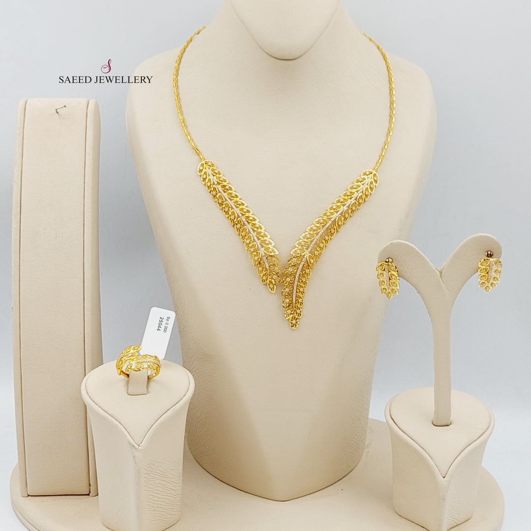 21K Turkish Fancy set 3 pieces Made of 21K Yellow Gold by Saeed Jewelry-25044