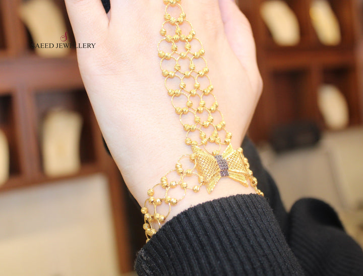 21K Gold Turkish Hand Bracelet by Saeed Jewelry - Image 2