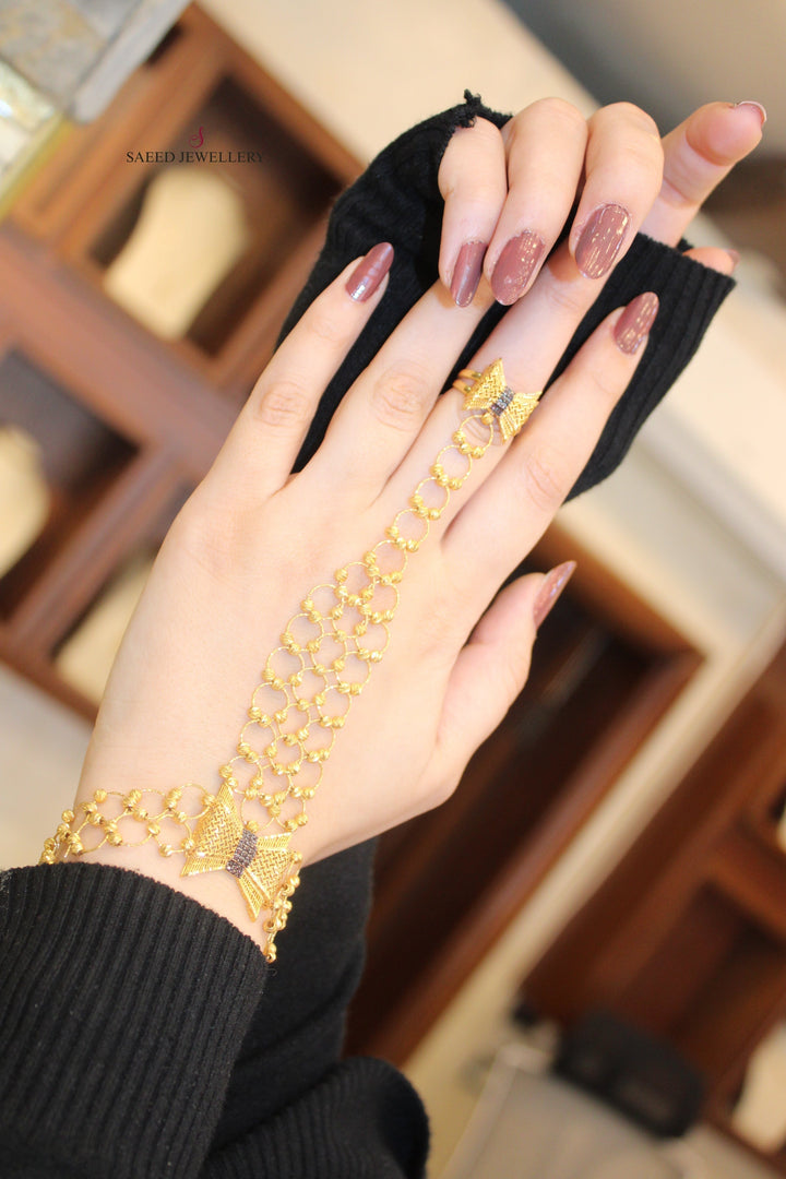 21K Gold Turkish Hand Bracelet by Saeed Jewelry - Image 11