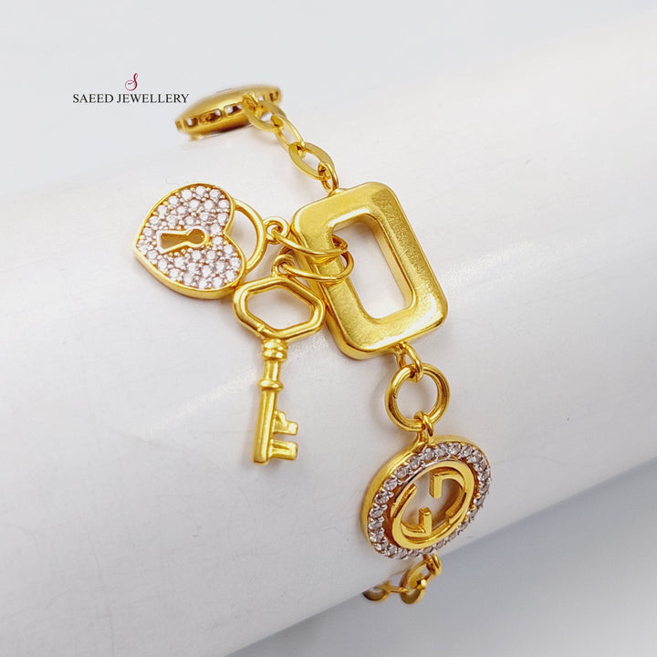 21K Gold Turkish Lock Bracelet by Saeed Jewelry - Image 1