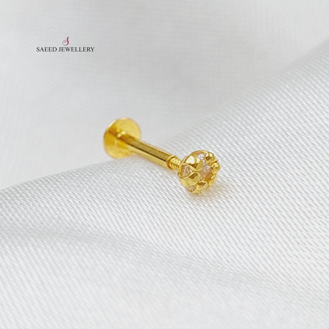 21K Turkish Nose Ring Made of 21K Yellow Gold by Saeed Jewelry-زميم-تركي-برغي