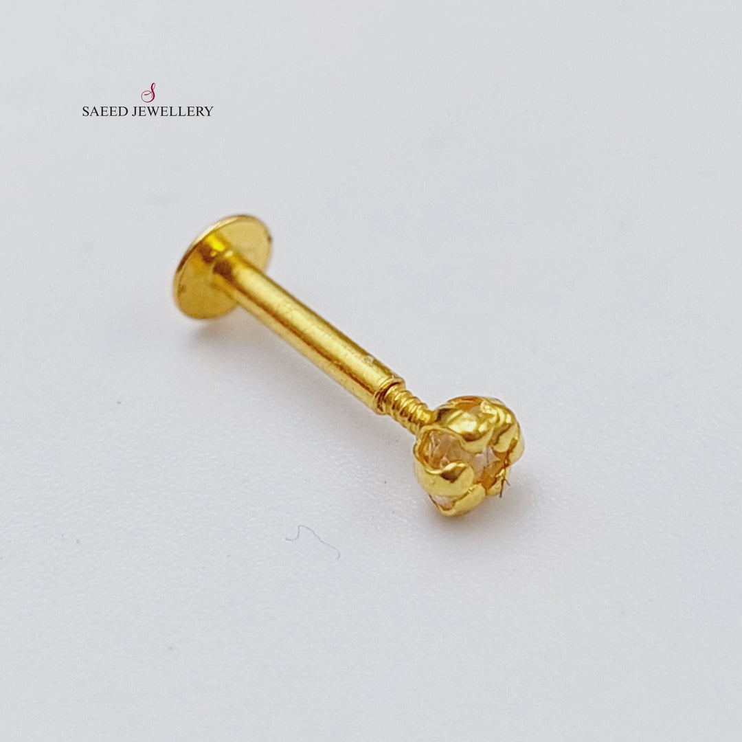 21K Turkish Nose Ring Made of 21K Yellow Gold by Saeed Jewelry-زميم-تركي-برغي