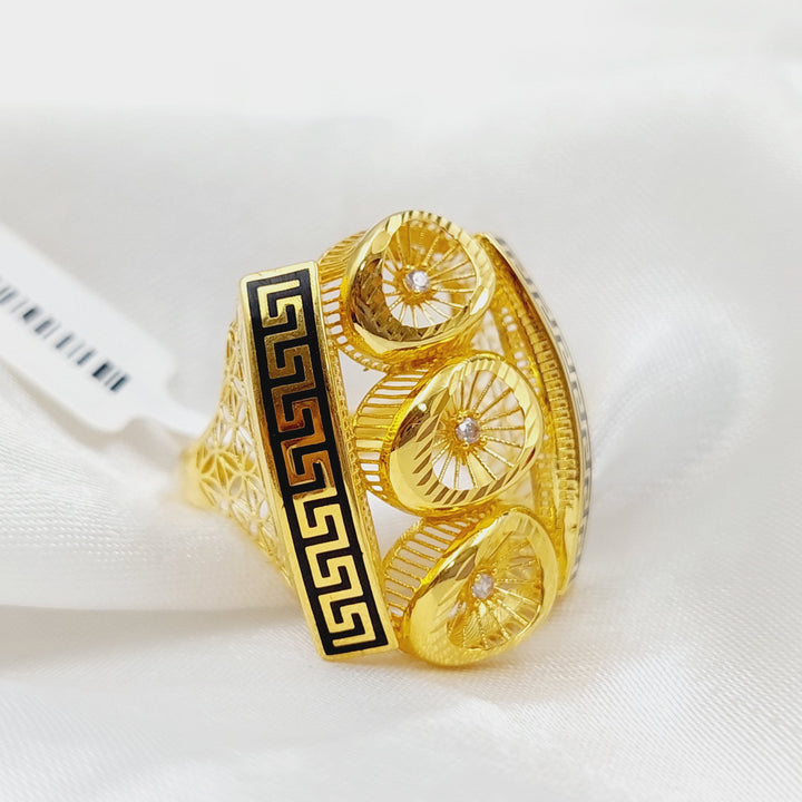 21K Turkish Ring Enamel Made of 21K Yellow Gold by Saeed Jewelry-26791