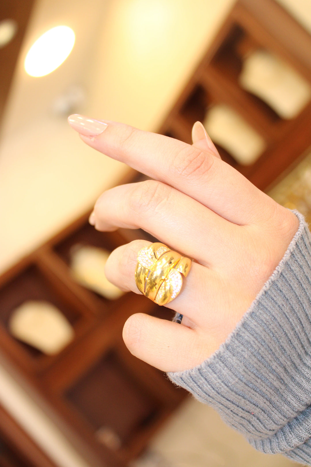 21K Gold Turkish Zirconia Ring by Saeed Jewelry - Image 2