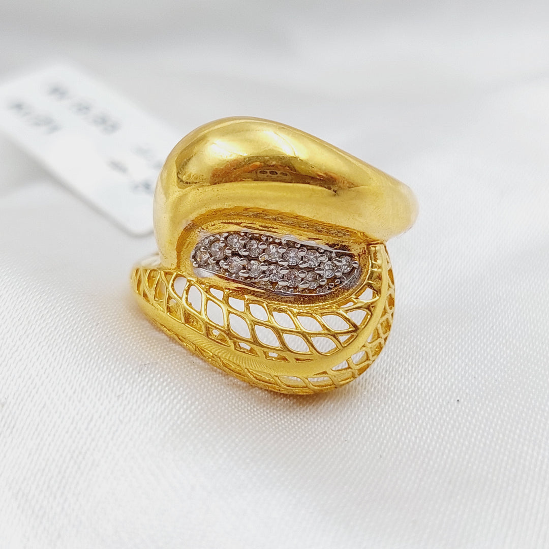 21K Turkish Zirconia Ring Made of 21K Yellow Gold by Saeed Jewelry-خاتم-محجر-تركي-1