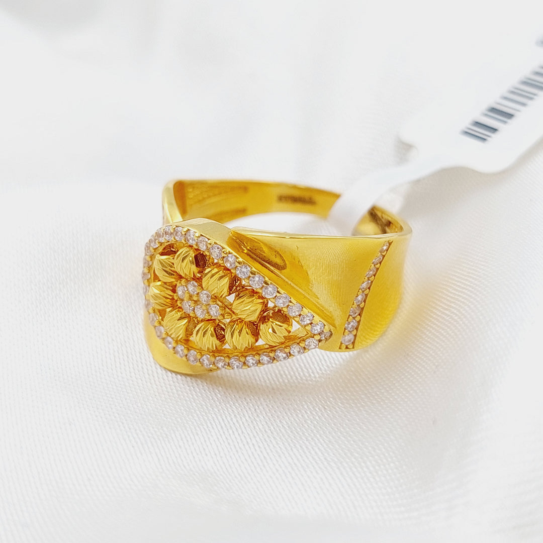 21K Turkish Zirconia Ring Made of 21K Yellow Gold by Saeed Jewelry-خاتم-محجر-تركي-2