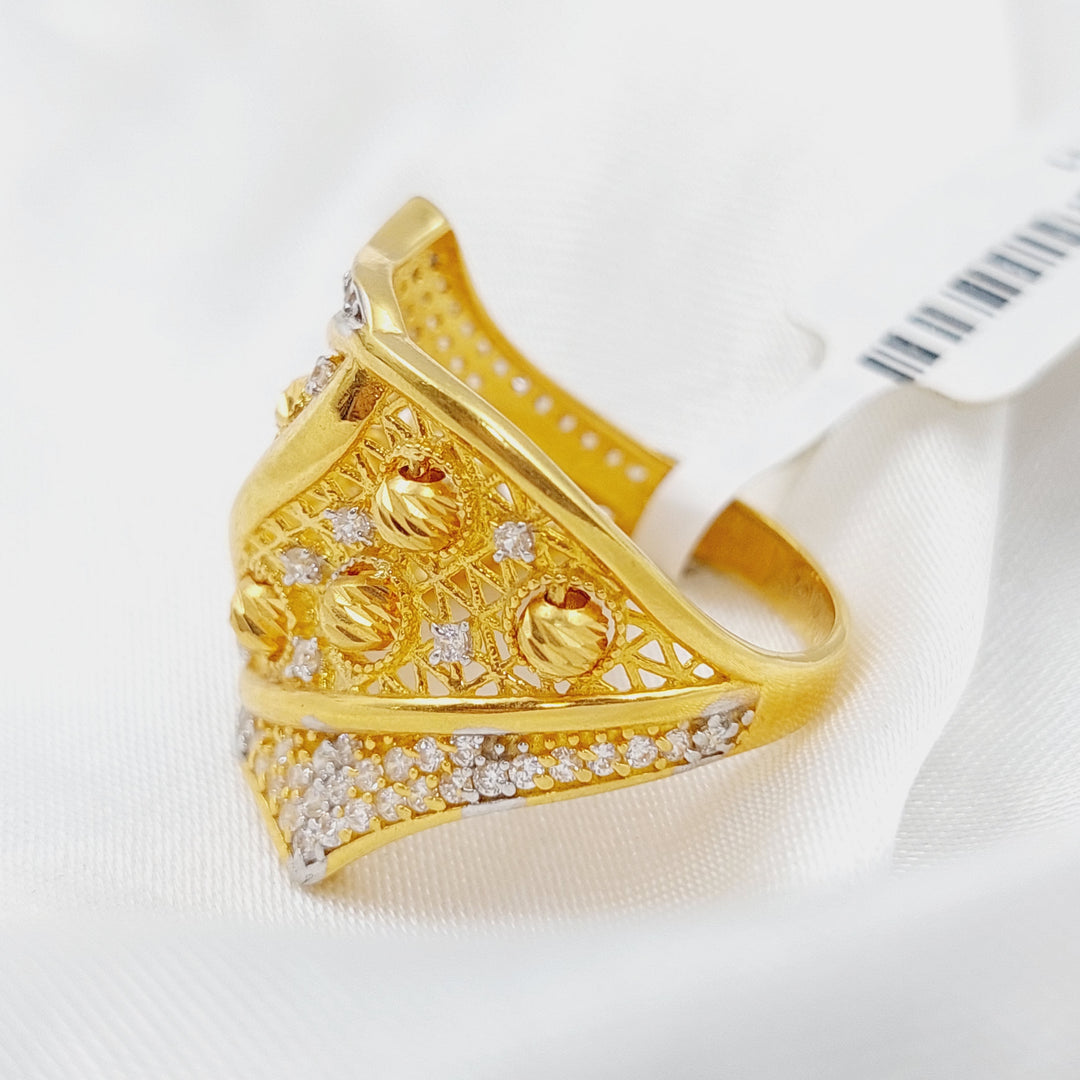 21K Turkish Zirconia Ring Made of 21K Yellow Gold by Saeed Jewelry-خاتم-محجر-تركي-3