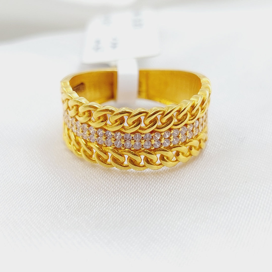 21K Turkish Zirconia Ring Made of 21K Yellow Gold by Saeed Jewelry-خاتم-محجر-تركي