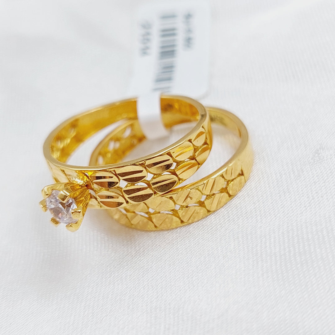 21K Twins Wedding Ring Made of 21K Yellow Gold by Saeed Jewelry-ذبلة-تونز-3