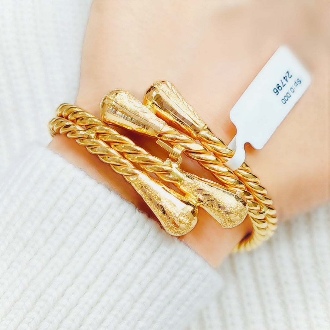 21K Gold Twisted Bracelet by Saeed Jewelry - Image 7