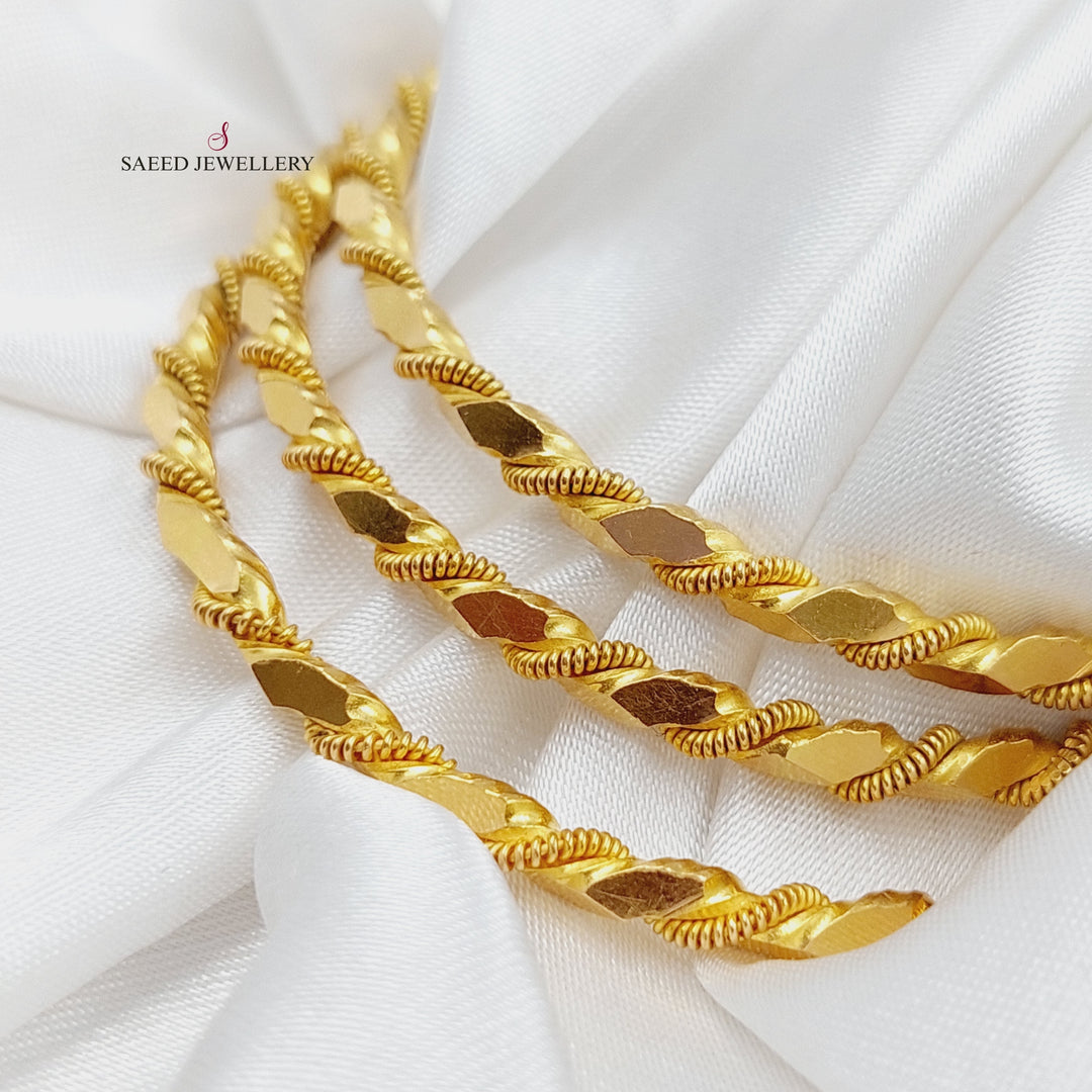 21K Twisted Solid Bangle Made of 21K Yellow Gold by Saeed Jewelry-23304
