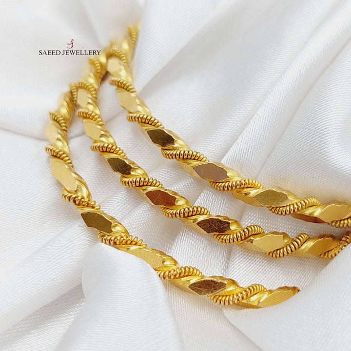 21K Twisted Solid Bangle Made of 21K Yellow Gold by Saeed Jewelry-23304