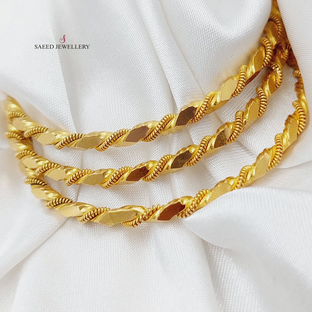 21K Twisted Solid Bangle Made of 21K Yellow Gold by Saeed Jewelry-23304