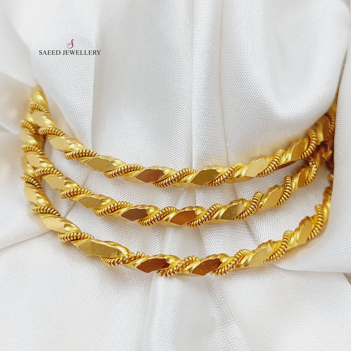 21K Twisted Solid Bangle Made of 21K Yellow Gold by Saeed Jewelry-23304