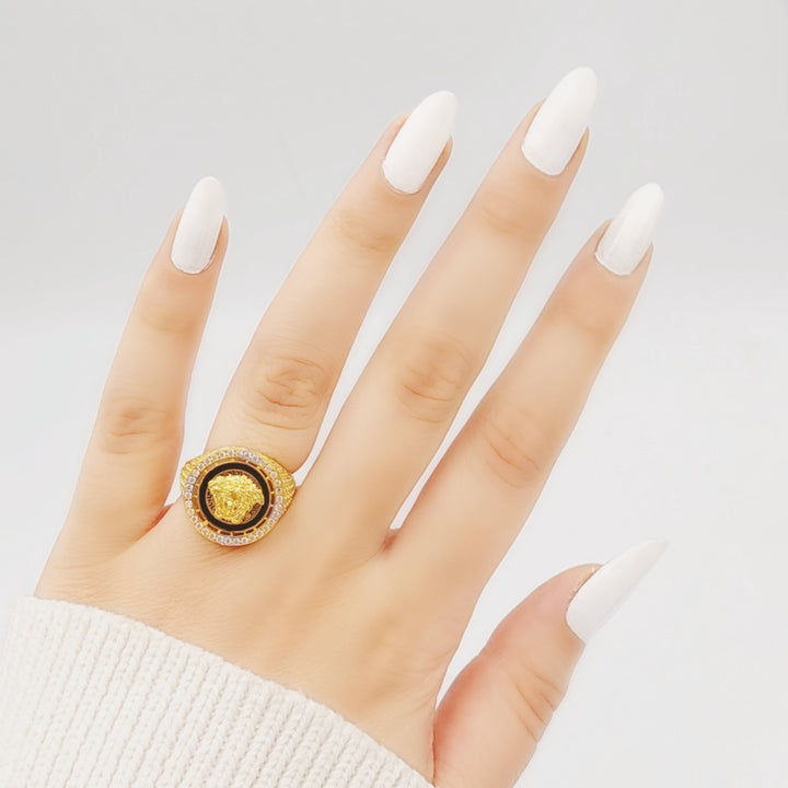 21K Virna Zirconia Ring Made of 21K Yellow Gold by Saeed Jewelry-26801