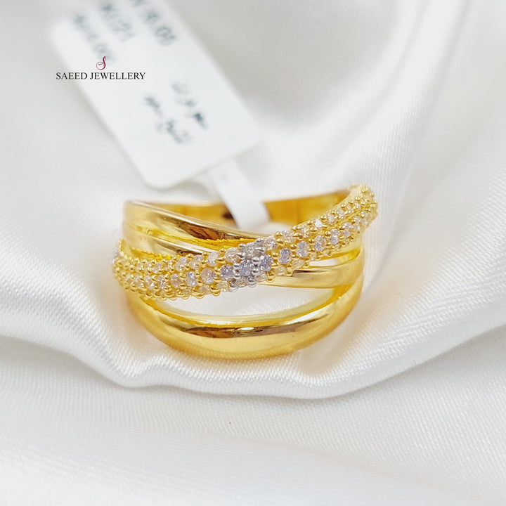 21K X Ring Zirconia Made of 21K Yellow Gold by Saeed Jewelry-27043