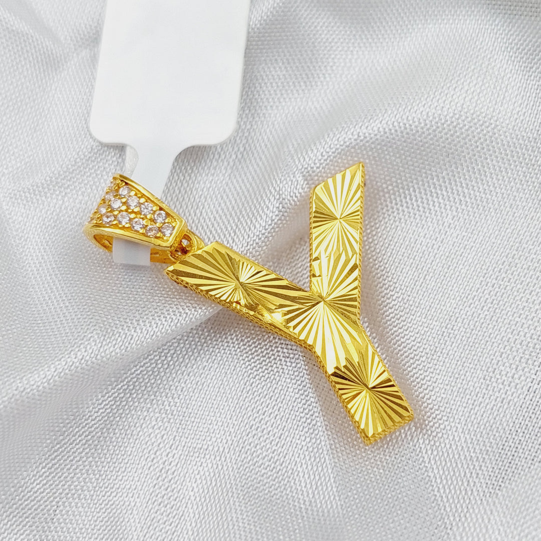21K Y Letter Pendant Made of 21K Yellow Gold by Saeed Jewelry-25604