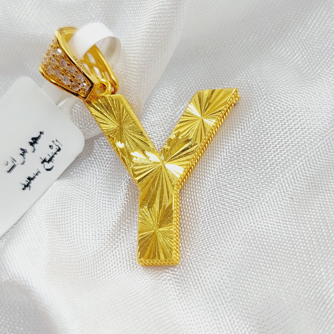 21K Y Letter Pendant Made of 21K Yellow Gold by Saeed Jewelry-25604