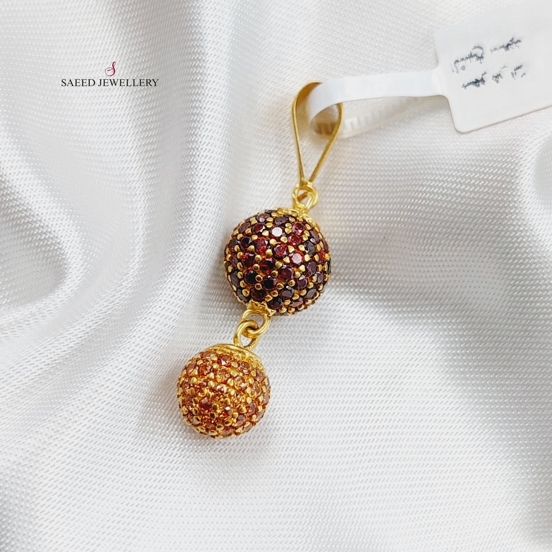 21K Zirconia Bead Pendant Made of 21K Yellow Gold by Saeed Jewelry-10541