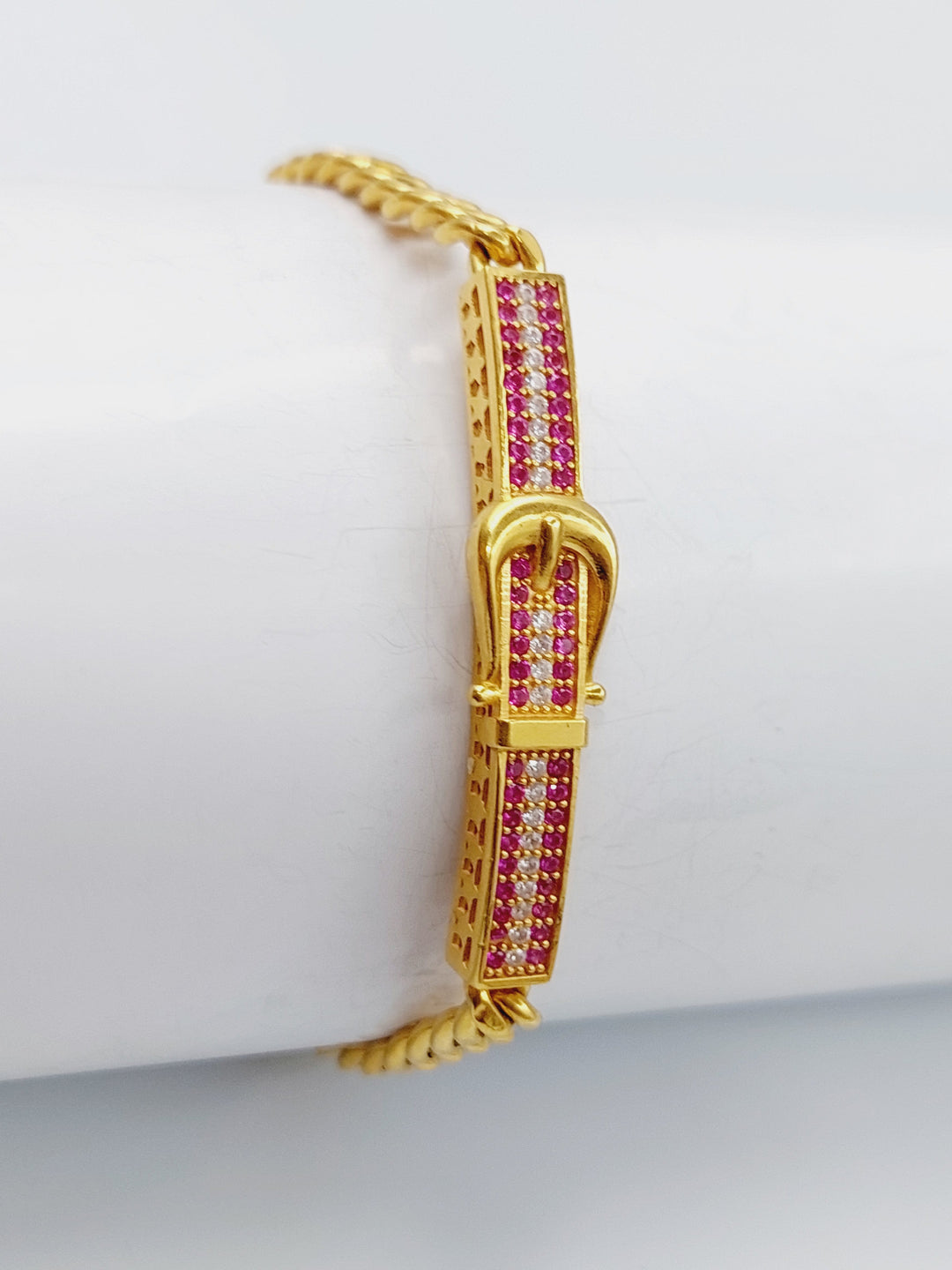 21K Zirconia Bracelet Made of 21K Yellow Gold by Saeed Jewelry-اسوارة-كارتير-محجر