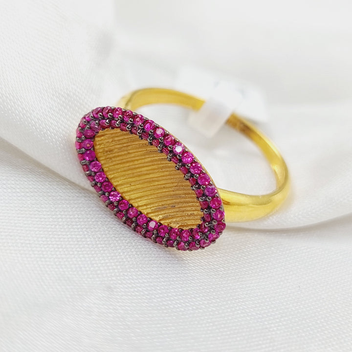 21K Zirconia Ring Made of 21K Yellow Gold by Saeed Jewelry-25418