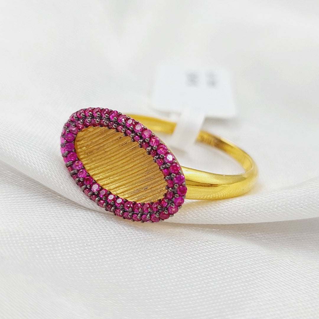 21K Zirconia Ring Made of 21K Yellow Gold by Saeed Jewelry-25418